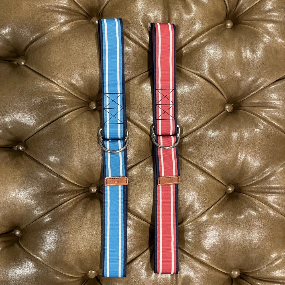 Vineyard Vines Blue and Red Striped Web Belts (Pair)